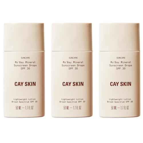 Cay Skin Mo'Bay Mineral Sunscreen Drops SPF 30 ? Broad Spectrum Face Sunscreen & Makeup Primer ? Lightweight, Moisturizing, Reef Safe Lotion with Natural Finish for All Skin Types ? 3-Pack, 1.7 oz.
