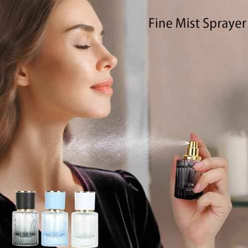 3 Pcs 30ml/1oz Empty Perfume Spray Bottles, Refillable Perfume Spray Bottles, Glass Fine Mist Atomizers, Gradient Color Travel Fragrance Containers for Perfume and Cologne (A)
