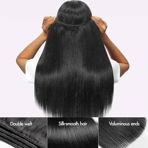 Human Hair Bundles Straight 3 Bundles Human Hair 20 22 24 Inch 100% Unprocessed 12A Brazilian Virgin Hair Weave Straight Human Hair Extensions