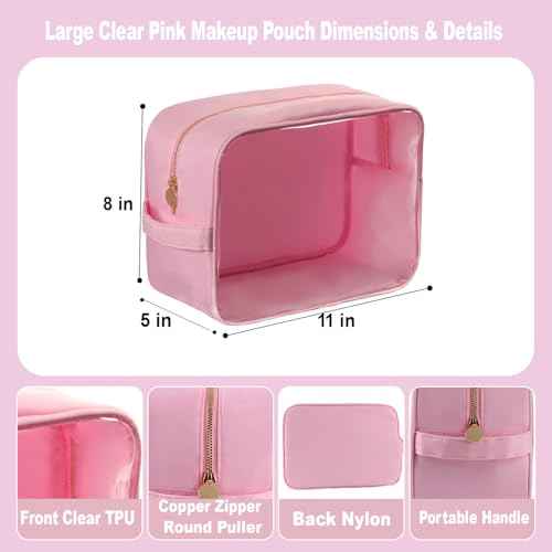 Travel Essentials Makeup Bag for Women Water-resistant Toiletry Organizer Nylon Cosmetic Pouch Preppy Stuff