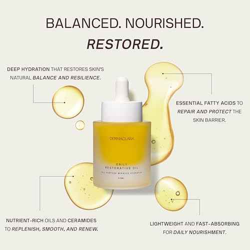 Dermaclara Daily Restorative Oil - Face Oil for Women & Men with Jojoba Oil, Hydrating and Anti Aging with Nourishing Superfoods, Overnight Moisture for Youthful Glow - 30 ml