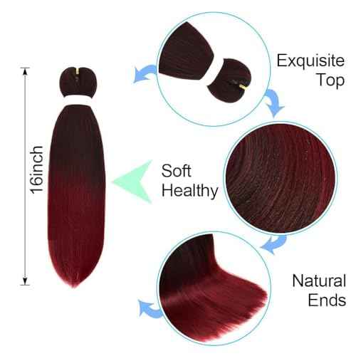 8 Pack 16" 55G/Pack Pre Stretched Braiding Hair Extensions 1Bbug
