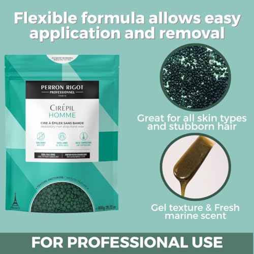 Cirepil - Homme - 800g / 28.22 oz Wax Beads Bag - Fresh Marine Scent - Flexible Formula for Male, Easy Application and Removal