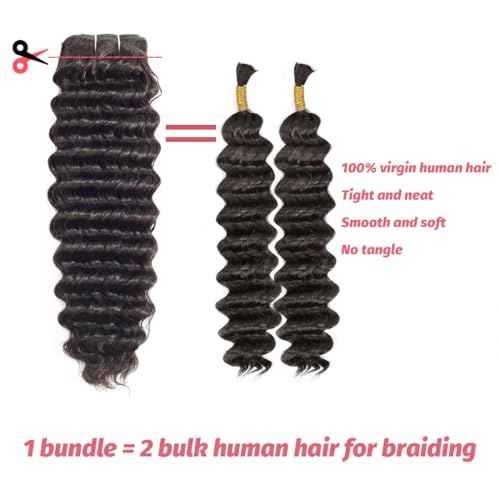 Deep Wave Human Hair Bundles 12 14 16 Inch 100% Unprocessed Short Brazilian Curly Bundles Human Hair Natural Black Color for Women