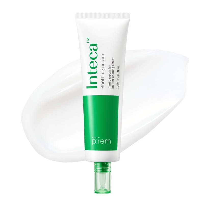 MAKE P:REM INTECA Soothing Cream, Quick Calming Facial Cream with Advanced CICA for All Skin Types, Oily Skin, EVE VEGAN, Korean Skin Care, 3.38 fl.oz. (100ml)