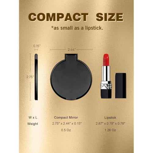 Qislee Compact Mirror Bulk, Round Makeup Mirror for Purse, Set of 200 (Black)