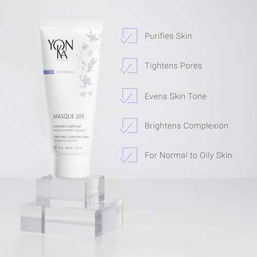 Yonka Masque 103 | Clay Face Mask | Clarify Skin and Tighten Pores with Botanical Extracts and Triple Clay Blend | Oily and Acne Prone Skin | Paraben-Free | 3.30 oz