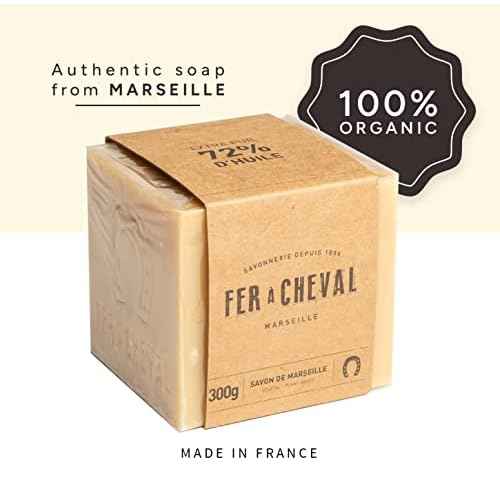 Fer ? Cheval Savon de Marseille Vegetal Soap Cube 300 g/10.58 oz (2 Pack) ? Traditional French Soap, Palm Oil Free, Mild Daily Cleansing, Artisan-Made in Marseille, France