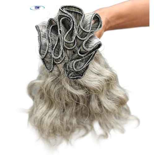 Salt & Pepper Wavy Natural Gray Indian Raw Hair Extension (14" Wavy One Bundle)