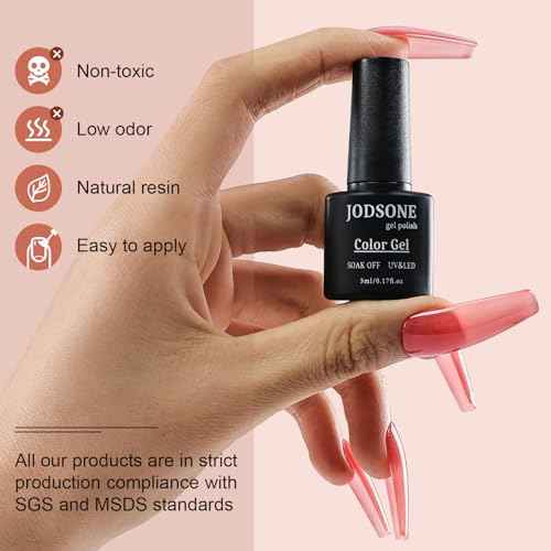 JODSONE 36 Pieces Easy to Apply Gel Nail Polish Kit with U V Light Base Coat Top Matte Glitter Gel Polish for Salon and Home Use