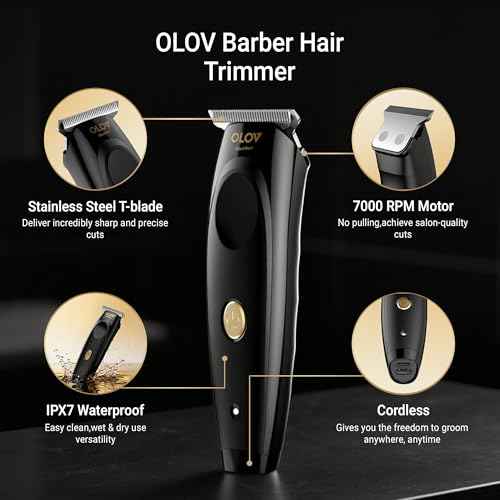 Hair Trimmer for Men, Cordless T-Blade Beard Trimmer, Professional Rechargeable Hair Clippers for Hair Cutting & Grooming