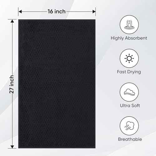 HOMEXCEL Soft Salon Towels 24 Pack, (16 x 27 Inches) Microfiber Highly Absorbent Barber Towel, Black Fast Dry Hand Towels for Salons, Gym, Spa, Pool, Massage Parlors and Personal Use