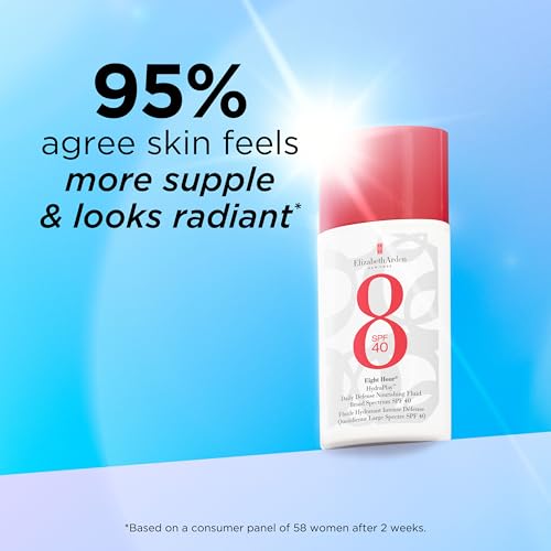 Elizabeth Arden Eight Hour HydraPlay Daily Defense Nourishing Fluid Broad Spectrum Face Sunscreen SPF 40, No White Cast, Non-Comedogenic, Fragrance-Free, 1.7 fl oz.