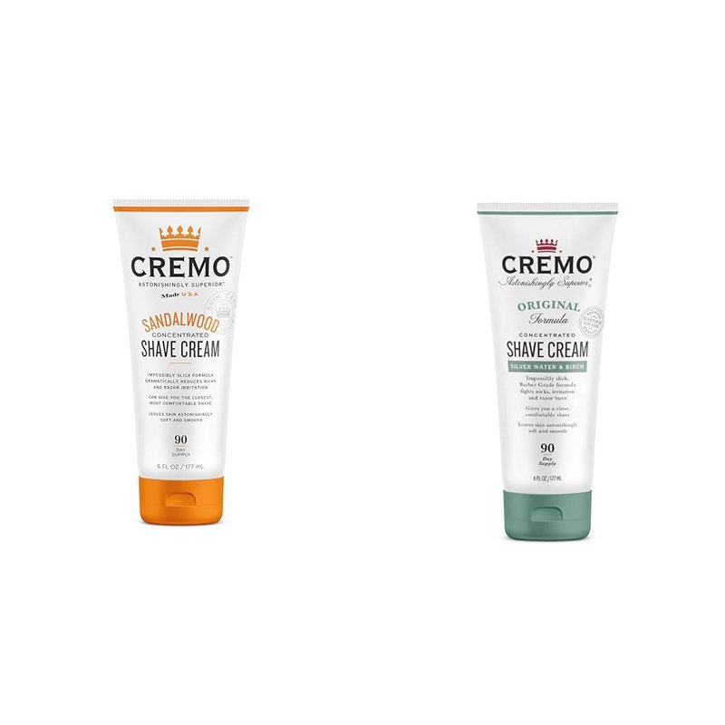 Cremo Shave Cream - Barber Grade Sandalwood & Silver Water | Ultra-Slick Formula, 2 x 6 Fl Oz