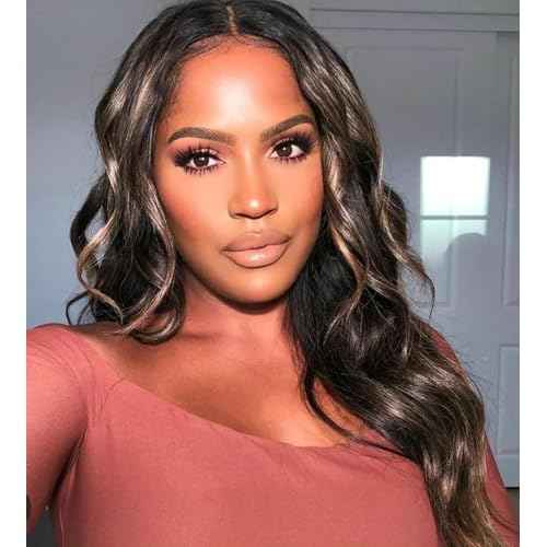 13x6 Lace Front Wigs Human Hair Balayage Highlight Ombre Body Wave Lace Front Wigs Human Hair Pre Plucked 180% Density HD Lace Glueless Wigs for Black Women 22 Inch FS1B/30
