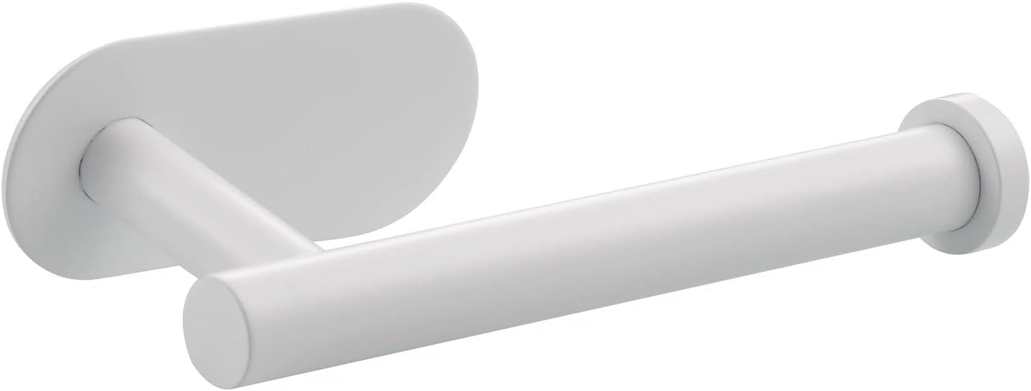 YUET Toilet Roll Holder Wall Mounted, 3M self Adhesive Toilet Roll Holder SUS 304 Stainless Steel Toilet Paper Holder No Drilling for Bathroom (White)