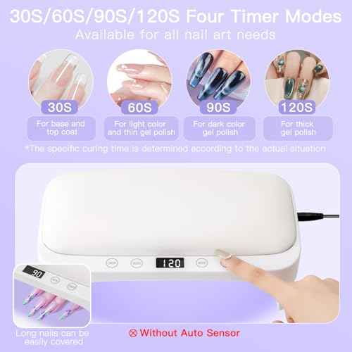 UV Nail Lamp with Arm Rest & UV Gloves, Professional LED Nail Light for Gel Nails Polish, 4 Timers Foldable Nail Dryer with Hand Rest for Nails Tech Manicure Salon Home Use White