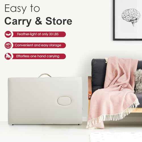 FDW Massage Bed Portable Massage Table 24 inch Wide Lash Bed 2 Folding Height Adjustable Spa Tables Foldable with Towel Hanger Oil Pouch Half Bolster Round Bolster Non-Woven Bag