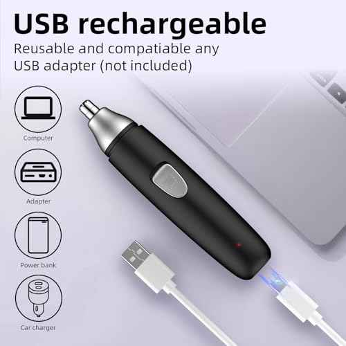 Nose Hair Trimmer Professional Painless Eyebrow Trimmer Powerful Motor and Dual-Edge Blades for Smoother Cutting (Black)