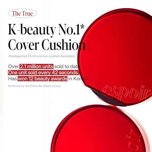 Espoir Be Velvet Cushion Foundation #23 Beige | Quick and Easy Coverage with Long-lasting Color by Zero Oxidation, Velvety Smooth Finish & Lightweight Formula, Vegan, Korean Makeup, 0.46 oz