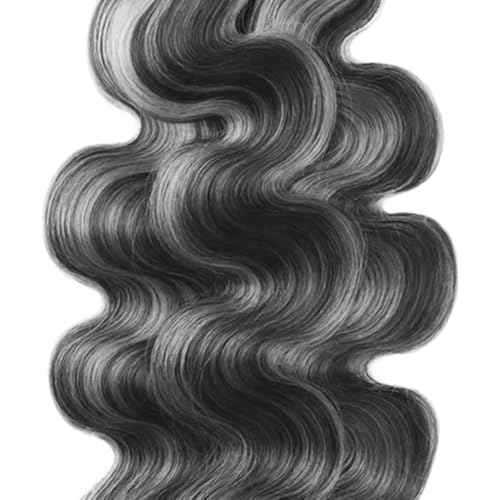 P1BGrey Bundles Highlight Body Wave Human Hair Bundles Ombre Gray Bundles 3 Bundles 18 18 18 Inch Two Tone Black Mixed With Foxy Silver Bundles Hair Weave