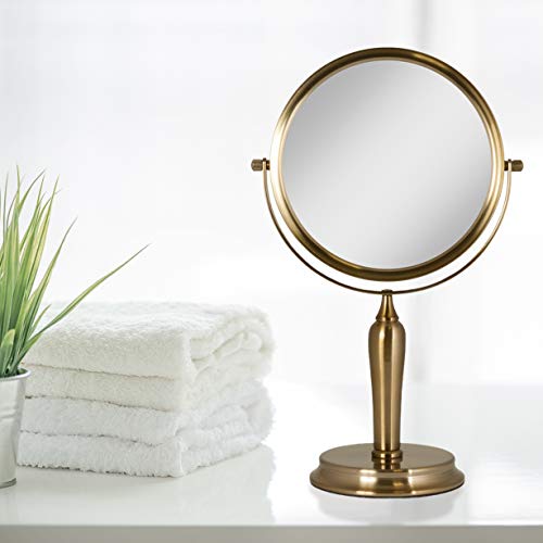 Zadro Anaheim 8.75¡± Round Non-Lighted Makeup Mirror 5X 1X Magnifying Makeup Mirrors Rotating Head Makeup Mirror for Desk