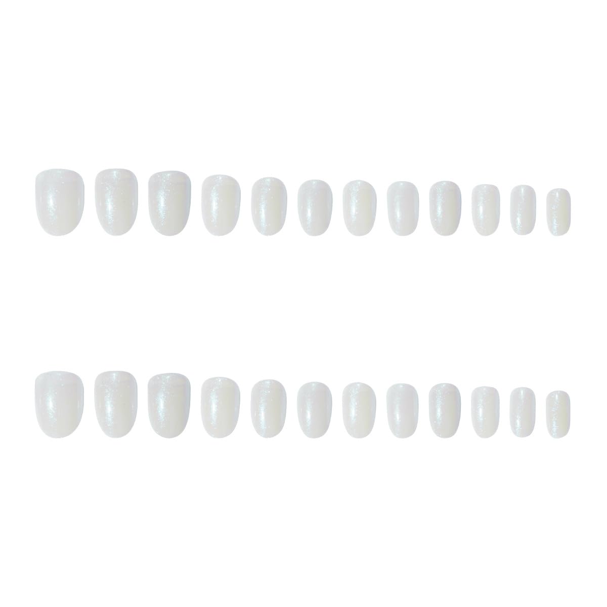 Skiennix White Chrome Press-On Nails - Short Almond Shape, Glossy Full Cover, 24 Pcs for Stunning Manicure