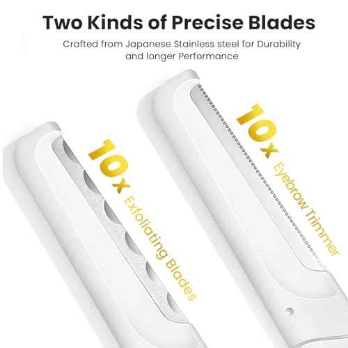 Dermaplaning Tool for Face Exfoliation, with 20 Replaceable Blades, Facial Shaver/Eyebrow Razor, Peach Fuzz Removal Eyebrow Shaper for Women, Easy to Use Dermaplaner Help Exfoliate and Smooth Skin