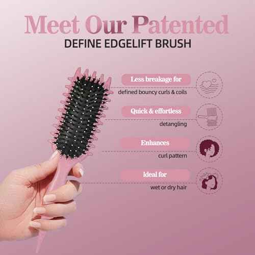 Curly Hair Brush Detangling and Curl Defining Brush Reduces Pulling Enhances Curl Separation Ergonomic Design for All Hair Types By Candybrush Pink (Pink)
