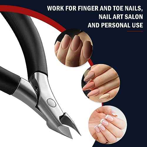 FVION Cuticle Trimmer ? Professional Cuticle Nippers, Rubber Coated Handle Manicure Tools ? Stainless Steel Cuticle Cutter for Nails (5mm)