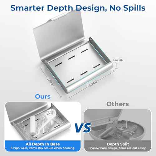 Aluminum Retainer Case for Invisalign Aligners, Partial Mouth Guard Case Denture Retainer Container Case Holder with Vent Holes, Slim Orthodontic Aligner Case for Traveling-1 Pack
