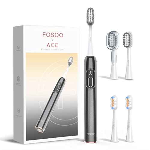 Sonic Electric Toothbrush for Adults, 48000 VPM High Power Rechargeable Toothbrush with 4 Premium Dupont Brush Heads, 3 Hours Fast Charge for 180 Days, Zinc Alloy Handle, 2 Min Timer(Black)