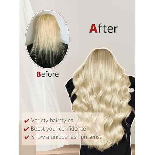 Clip in Hair Extensions Real Human Hair By 14 inch, Color Blonde Human Hair Clip in Extensions 100grams,6pcs Per Set With 18 Clips Double Weft(#60,14'')