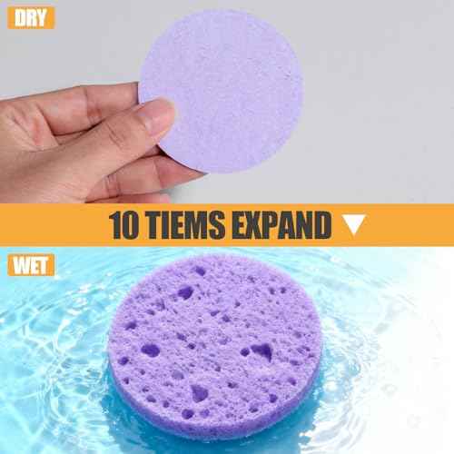 BS-MALL Compressed Facial Sponges - 80-count Reusable Cotton Pads For Face Cleansing,100% Natural Cosmetic Spa Sponges for Facial Cleansing, Soft Travel-friendly With Multi-purpose Daily Use