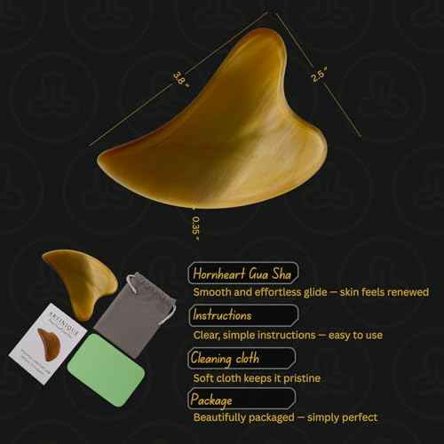 Gua Sha, Gua Sha Facial Tools, Guasha Tool for Face, Face Massager Tool, Hornheart Gua Sha for Puffiness, Facial Gua Sha Massage for Rejuvenated Skin, Anti-Aging, Effective Wrinkle Reduction