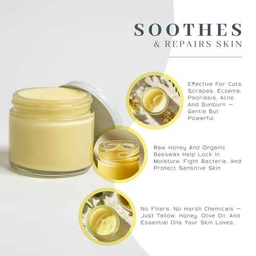 Vanman's - Tallow and Honey Balm Jumbo - Tallow Face Moisturizer with Pure Grass-Fed/Finished Beef Tallow for Skin and Essential Oils, Organic Raw Honey and Beeswax, Cold Pressed Olive Oil - 6.3 oz
