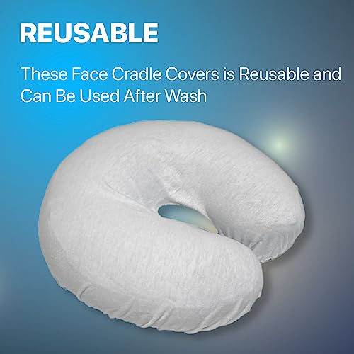 Acuforce Massage Face Rest Cradle Cover Patented Face Pillow Covers | 100% Cotton & Seamless | Crescent Cover Fits Massage Table & Chair Cushions (5 Pack, White)