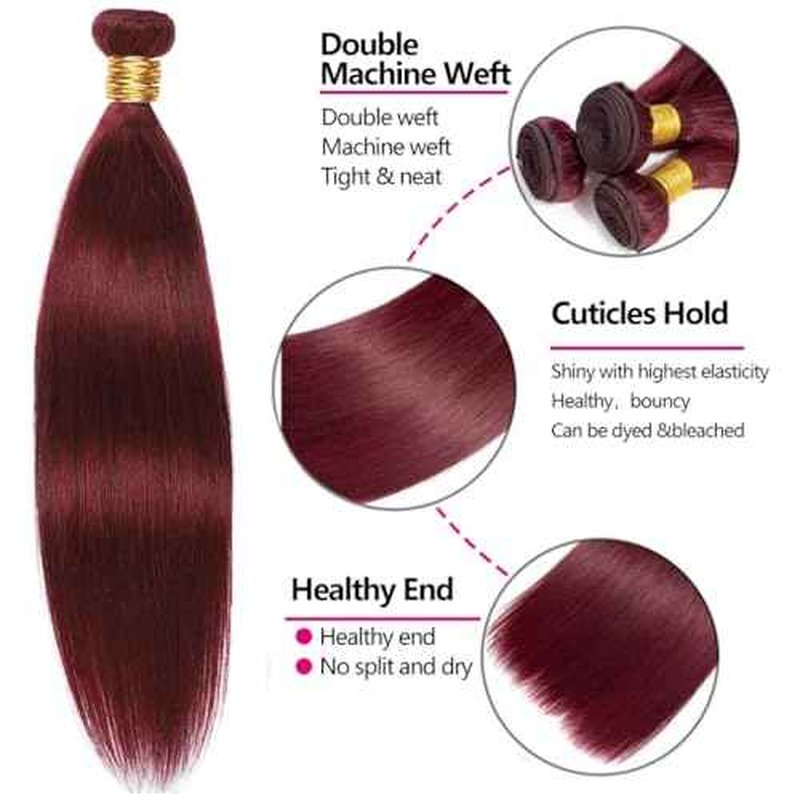 #99J Bundles Human Hair Straight Bundles 22 Inch Burgundy Straight Bundle Unprocessed Brazilian Virgin Weave Hair 1 Bundle 50 Gram Per Bundle