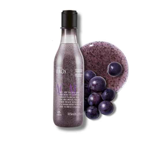 natura - Ekos A?a? Revitalizing Exfoliating Shower Gel - Natural Exfoliants - Removes Impurities - Body Wash - Vegan Skin Care - Brazilian Beauty Secrets - Self Care & Body Care - 6.2 fl oz (185ml)