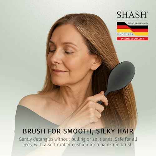 Since 1869 Hand Made In Germany - Nylon and 100% First Cut Boar Bristle Brush Suitable For Normal to Thick Hair - Gently Detangles, No Pulling or Split Ends - Softens Improves Texture, (Large)