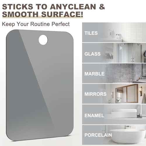 Shower Mirror Fogless for Shaving Anti-Fog Frameless Wall Hanging Makeup,10.63" L x 7.87" W,DimGrey