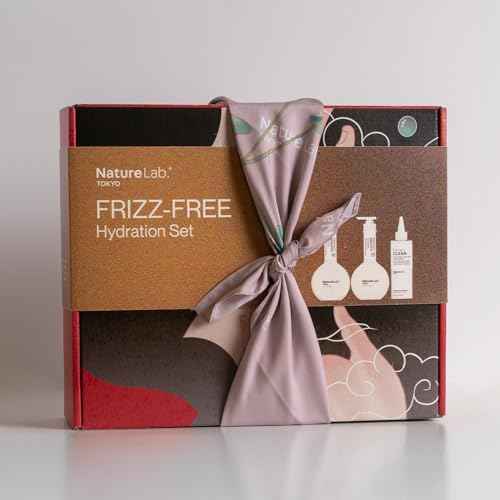NatureLab.TOKYO Frizz-Free Hydration Limited Edition Set: Includes Smooth Shampoo, Conditioner & Scalp Sake Rinse ? Hydrates & Tames Frizz, Balances Scalp Microbiome, Includes Furoshiki Wrap