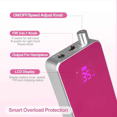 Professional Portable Nail Drill, 2-in-1 AZ GOGO 35000RPM Rechargeable Electric Cordless Nail Drills for Acrylic Gel Nails - Updated Coreless Motor Quieter, High Efficiency for Salon Level Pro E-File