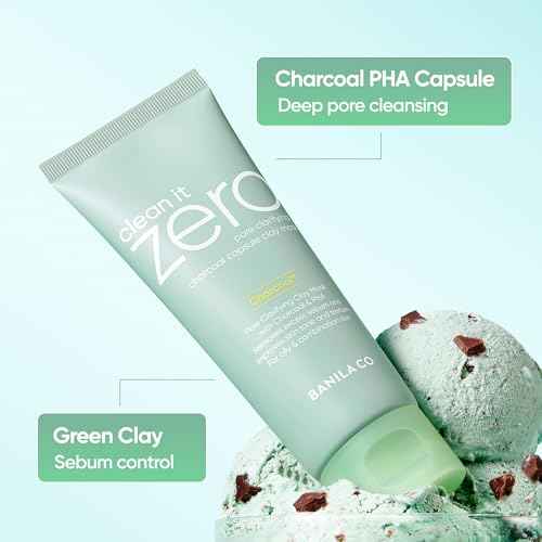 BANILA CO Clean It Zero Charcoal Capsule Pore Polish Mask | Gentle Exfoliating Facial Polish with Charcoal PHA Capsules & Green Clay | Korean Skincare for Oily & Sensitive Skin (100g / 3.53 oz)