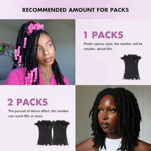 12 inch 50 Strands Loc Extensions Human Hair, 0.4cm Width 100% Human Hair Dreadlock Extensions for Men/Women, Can be Dyed Soft Dreads Extensions,1b