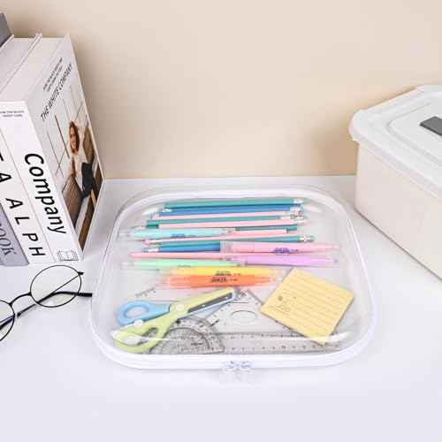 Clear Hard Shell Zipper Case,3PCS Transparent Clear Laser Zipper Pouches,Hard Side Plastic Case Set,Portable Travel Storage Organizer Bins