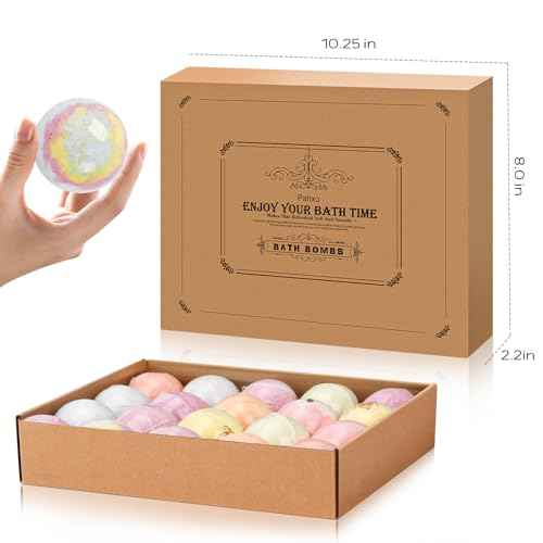 Bath Bombs 20 PCS Set, Organic Bath Bombs with Natural and Safe Essential Oil, Handmade Rich Bubble for Skin Moisturizing, Present for Her/Him, Girls, Women, Wife, Mother