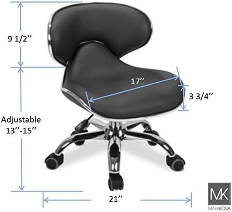 Adjustable Nail Salon Pedicure Stool Set of 2 - Comfortable Pneumatic Chair | Black