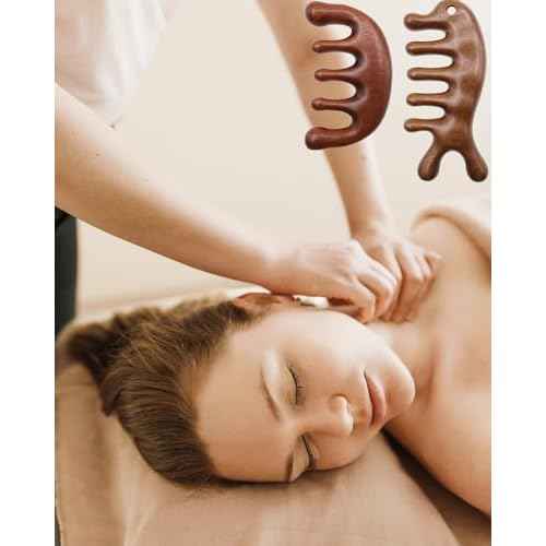 Wooden Scalp Massager Comb for Hair Growth, 2 Pack Wood Wide Tooth Comb for Women Men, Natural Sandalwood Head Massager