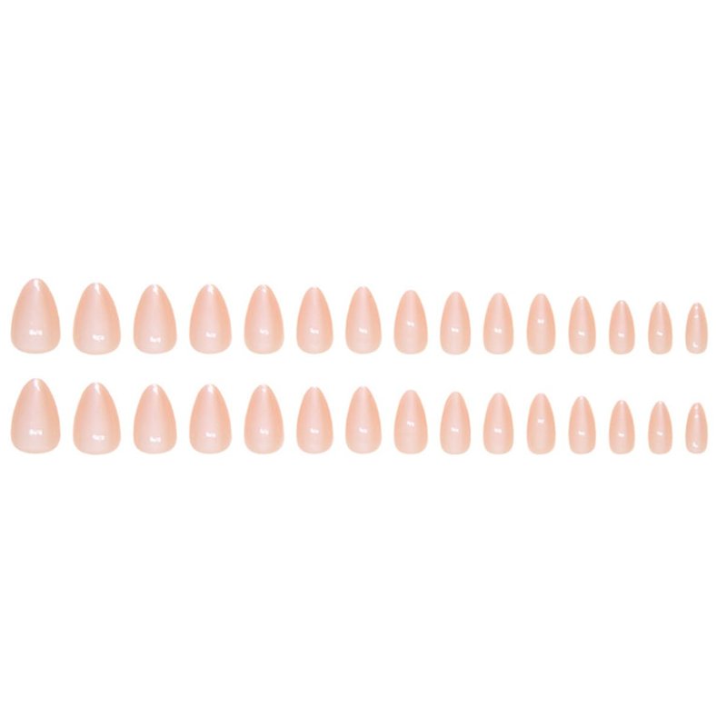 LRKNNO Almond Press on Nails Short Fake Nails Nude Glue on Nails with Designs Glossy Chrome False Nails French Almond Shaped Artificial Nails Reusable Stick on Nails for Women and Girls 24pcs